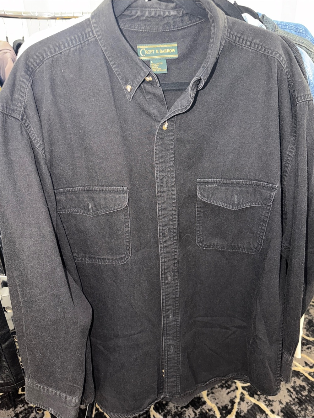 croft & barrow Men’s Black Button-Front Shirt Jacket